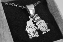 Load image into Gallery viewer, Garden gnome sterling silver pendant on a chain, lucky charm gonk