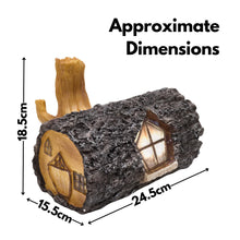 Load image into Gallery viewer, garden mile Solar Powered Light Up Log Fairy House Garden Solar Lighting Indoor Outdoor Ornament Wood Effect Resin Decoration - solar lights outdoor garden