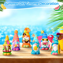 Load image into Gallery viewer, Arrowbash 6 Pcs Summer Ceramics to Paint Ready to Paint Your Own Gnome Statues 5.12 Beach Theme Paintable Figurines DIY Unpainted Ceramics Plaster Crafts Kit with Brush Palette Paint