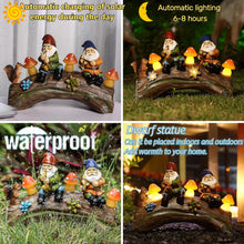 Load image into Gallery viewer, Jy.Cozy Funny Garden Gnome Statue Solar Powered Mushroom Figurine with Squirrel Gnome Durable Resin Outdoor Decoration for Patio Yard Lawn Ornament Housewarming Gift