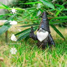 Load image into Gallery viewer, WONDHOME 6.8" Funny Garden Gnome Statues with Gun Naughty Black Gnome Figurine for Patio Lawn Yard Art Outdoor Decorations Father's Day Birthday Halloween Christmas Gardening Gift for Dad Mom