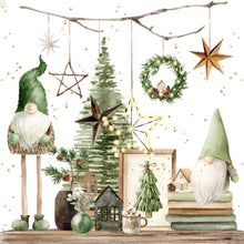 Load image into Gallery viewer, Anniversary House Tiflair Pack of 20 Christmas Whimsical Green Gonk Gnome Napkins 3 ply, 33 x 33cm, Thick and Strong Paper, for Table Decoration/decoupage, Disposable Napkins, Serviettes, Xmas Napkin