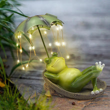 Load image into Gallery viewer, ASDFG Solar Light Frog Garden Statue - Frog Umbrella Garden Sculpture with Lighting, Outdoor Pond Waterproof Fairy Tale Decoration, Gift for Women/Gardening Lovers/Mothers Outside Decor
