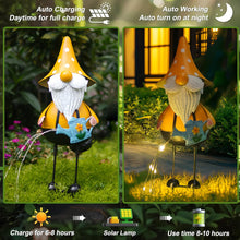 Load image into Gallery viewer, HONGLAND Metal Gnome Yard Art -18 Inch Garden Gnomes Statues Outdoor Decor with Watering Can Solar Lights -3D Outdoor Figurines for Patio Yard Lawn Porch Ornament Gardening Gifts