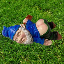 Load image into Gallery viewer, MINICAR 9.5'' Drunk Gnomes Statues Outdoor Decor, Funny Knome Sculptures Yard Decorations Lawn Patio Dwarf Ornament for Housewarming Mother's Father's Day Weird Garden Gift(Blue)