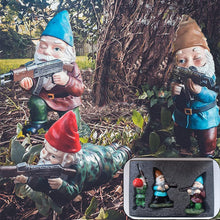 Load image into Gallery viewer, GAZETSZ Garden Gnomes, 4.5inch Gnome Statues, Military Gnome with Gun, Funny Army Gnomes Decorations for Yard, Indoor Outdoor Halloween Christmas Thanksgiving Gifts (Red+Yellow+Blue)