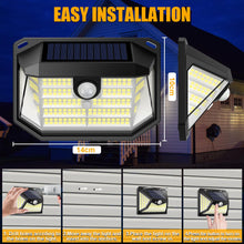 Load image into Gallery viewer, MUEZDUR Outdoor Solar Lights, 230 LED Solar Security Lights Outdoor Garden Light with Motion Sensor, 3 Modes Solar Powered Wall Light for Fence, Front Door, Garage, Shed (2 Pack)