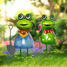 Load image into Gallery viewer, HONGLAND Metal Yard Art Garden Decor for Outside - Cute Frog Outdoor Decor - 3D Spring Frogs Figurine Garden Sculptures & Statues - Gifts for Grandma Mom - 2 Pcs
