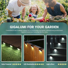 Load image into Gallery viewer, GIGALUMI Solar Fence Lights Outdoor Garden, 12 Pack Solar Step Lights, Waterproof Deck Decorative Lighting for Stairs, Yard, Patio, Gutter, Garden, Pathway Decoration (Brown, Cold White)