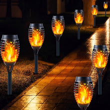 Load image into Gallery viewer, Solar Lights Outdoor Garden, 8 Pack Solar Flame Lights LED Warm Flickering Flames Waterproof Solar Torch Lights Garden Ornaments Landscape Lighting Auto On/Off for Pathway Yard Patio Decoration (Warm)