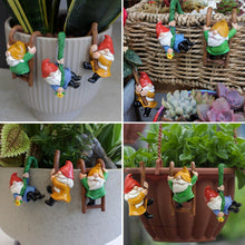 Load image into Gallery viewer, Dingzhidiy 3PCS Cute Climbing Gnome Figurines Flower Pot Hugger, Resin Garden Gnomes Statue, Plant Decorations for Pots, Outdoor Decor Fence Ornaments for Patio Lawn Garden Yard