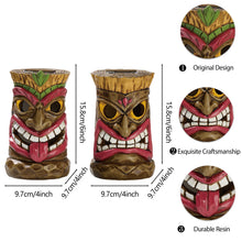 Load image into Gallery viewer, TERESA'S COLLECTIONS Tiki Head Garden Decor with Solar Outdoor Light, Set of 2 Tropical Hawaiian Tiki Torch Resin Christmas Decorations Garden Sculptures & Statues Yard Decor Thanksgiving Gifts 6"