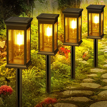 Load image into Gallery viewer, VIIIVA Solar Lights Outdoor, 4 Pack Solar Garden Lights Tungsten Glow, Warm White, 800mAh, IP65 Waterproof Auto On/Off Lighting for Garden, Patio, Path, Lawn