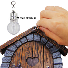 Load image into Gallery viewer, Juegoal Fairy Gnome Home Miniature Window and Door with Litter lamp for Trees Decoration, Glow in Dark Fairies Sleeping Door and Windows, Yard Art Garden Sculpture, Lawn Ornament Decor