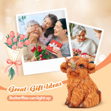 Load image into Gallery viewer, Highland Cow Solar Powered Outdoor Garden Statue, Resin Highland Cow Statue with Solar Light Lantern, Decorative Lawn, Yard Outdoor Highland Cow Decor. Unique home decorations, gifts for women