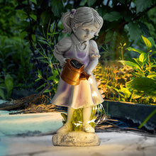 Load image into Gallery viewer, Fairy Garden Statues Outdoor Decor, Angel Figurines with Solar Lights Waterproof Resin Yard Art Sculpture Decoration for Patio, Lawn, Balcony, Mother's Day, Housewarming Gift