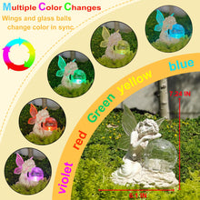 Load image into Gallery viewer, RATUEJIA Solar Garden Statues Fairy,Outdoor Statue with Glass Ball Solar Lights Waterproof Resin Yard Art Sculpture Decoration for Patio, Lawn, Balcony, Mother's Day, Housewarming Gift