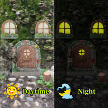 Load image into Gallery viewer, Exasinine 6 Pcs Fairy Door and Windows for Trees Glow in The Dark Fairy Doors Miniature Fairy Garden Accessories for Wall Tree Fairy Garden Outdoor Decor with Tree Stump, 2 Fairy Lanterns