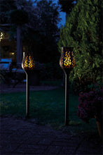 Load image into Gallery viewer, Luxform Lighting Battery Powered Outdoor Garden Charcoal Grey Metal Tulip Flame Candle Torch Stake Light with Remote Control and 24-Hour Timer