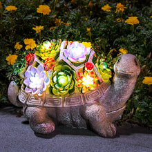 Load image into Gallery viewer, GIGALUMI Solar Turtle Garden Ornaments Outdoor Decor, Solar Garden Statue with Succulents and 7 LEDs Solar Lights, for Mum, Gifts for Mum, Gifts for Women(8.3 inch/ 21 cm)