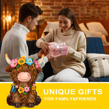 Load image into Gallery viewer, Colingmill Highland Cow Gnomes Resin, Garden Highland Cow Statue Solar Outdoor Decor with Flower Decoration for Patio, Yard, Gift for Mom, Cow Lovers(Classic)