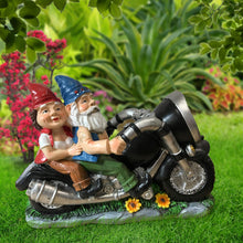 Load image into Gallery viewer, CT DISCOUNT STORE Biker Gnomes Couple On Motorcycle - Outdoor Cute Figurine Statues, Gnome Outdoor, Biker Couple in Love, Make Your Home and Garden More Fun, Great Gift