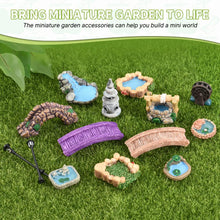 Load image into Gallery viewer, HUIANER Miniature Fairy Garden Accessories 15pcs Miniature Garden Bridge Figurines Mini Lighthouse Water Well Light Miniature Pond Lawn Garden Ornament for DIY Craft Garden Dollhouse Decoration