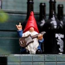 Load image into Gallery viewer, WSHMZYHOME Garden Gnome with Guitar Figurine, Red Hat, Blue Outfit, Indoor Outdoor Decorative Statue