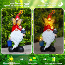 Load image into Gallery viewer, Arecyuer Gnomes Garden Statues Decor, Solar Waterproof Large Gnome with LED Lights Funny Garden Sculptures Outdoor Patio Yard Decorations Lawn Ornaments Gifts for Women Mom