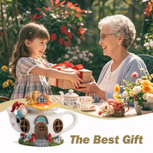 Load image into Gallery viewer, twinbling Mushroom Fairy House Garden Decor Solar Light – Outdoor Gnome Statue with Squirrel, Resin Teapot Decorative Figurine for Patio, Lawn, Yard & Balcony, for Women, Mom, and Home