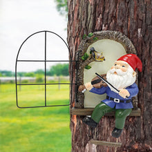 Load image into Gallery viewer, Colomix Gnome Tree Hugger, Funny Musical Gnome Garden Sculpture, Whimsical Fairy Tree Face/Stump Decor, Resin Outdoor Statue, Luminous Elf Peeker Yard Art, Handcrafted Unique Ornament Presents