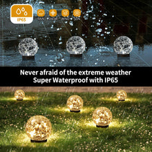 Load image into Gallery viewer, JKIMK Solar Globe Lights Outdoor Waterproof - Cracked Glass Ball Lights for Garden, Patio, Yard, Lawn and Backyard Decor - Solar Orbs for Outside Decorations