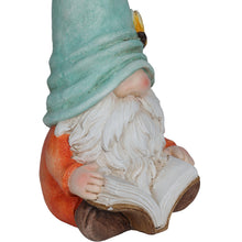 Load image into Gallery viewer, Alpine Corporation MCC844 Indoor/Outdoor Gnome Reading a Book Garden Statue, Charming Gnome Statue with Hat, 20" H, Turquoise