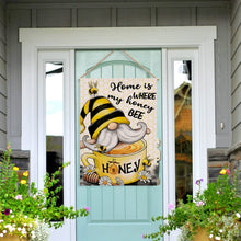 Load image into Gallery viewer, Artofy Home is Where My Honey Bee Gnome Spring Decorative House Flag, Garden Yard Buffalo Plaid Honeycomb Daisy Flower Outside Decor, Summer Stripe Hive Outdoor Large Decoration Double Sided 28 x 40