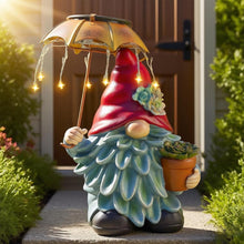 Load image into Gallery viewer, Teaeeno Garden Gnome Statue Decor,Yard Gnomes with Solar LED Umbrella,Solar Lawn Ornaments,Dwarf Sculpture for Outside Patio Porch Lawn Decoration,Waterproof Gnome Statue with Solar Lights for Patio