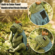 Load image into Gallery viewer, hvfun Solar-Powered Frog Prince Spitting LED Light – Resin Garden Statue with Waterproof Design