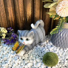Load image into Gallery viewer, Tuzsocr Solar Powered Cat Statue,Butterfly Solar Lights for Outdoor,Decorative Animal Figurine for Garden,Waterproof Resin Sculpture,LED Lighting,for Lawn,Terrace (Style 1)