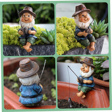 Load image into Gallery viewer, Garden Gnomes, Resin Fishing Gnomes Decorations for Yard, 1.8x2.8x3.9 Inch Garden Statues for Flower Pot Patio Lawn Outdoor.