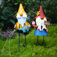 Load image into Gallery viewer, HONGLAND Metal Gnome Yard Art -18 Inch Garden Gnomes Statues Outdoor Decor with Watering Can Solar Lights -3D Outdoor Figurines for Patio Yard Lawn Porch Ornament Gardening Gifts