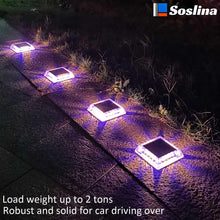 Load image into Gallery viewer, Soslina 4 Pack Solar Step Lights, IP68 Waterproof, Warm White & Blue Mixed Colour, 30 Lumen, 16 Hrs Lighting, Easy Install, Outdoor Garden Pathway Deck Fence Patio