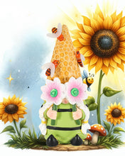 Load image into Gallery viewer, iStatue Solar Garden Gnome Figurine Light with Bees Sunflower, 9.5'' Resin Outdoor Statue for Yard Patio Decor Lawn Ornaments Porch Garden Gifts for Women/Girl (Ms Bee Gnome)
