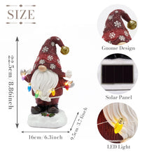 Load image into Gallery viewer, TERESA'S COLLECTIONS Christmas Decorations, Lovely Grey Christmas Gonks with Solar-Powered Lights, Santa Gonks Resin, Xmas Gnomes, Christmas Decorations Gonks Gifts, Indoor Outdoors 22.5CM