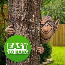 Load image into Gallery viewer, Garden Mile® Novelty Elf Tree Peeker Hugger Faces Resin Garden Ornaments Sculptures Fairy Garden Gnome Tree Lawn Yard Art Home Outdoor Decoration Weatherproof