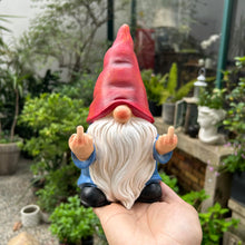 Load image into Gallery viewer, Middle Finger Gnome Statue 7.8in, Naughty Garden Gnome Statue Decoration and Lawn Ornament - Funny Garden Gnomes for Outdoor or Home Decor, Red, WSH004