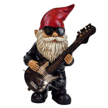 Load image into Gallery viewer, Better Office Products Garden Gnome Statue, 8" Height, Handcrafted Waterproof, UV-Resistant Polyresin Lawn Patio Porch Ornament Decoration (Rock Star with Solar Light)