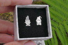 Load image into Gallery viewer, Garden gnome sterling silver stud earrings, lucky charm gonk