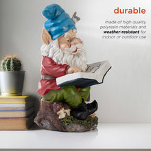 Load image into Gallery viewer, Alpine Corporation 34 cm Tall Outdoor Garden Gnome Reading a Book Yard Statue Decoration