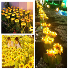 Load image into Gallery viewer, XVZ Solar Lights Outdoor Garden, 2 Pack Solar Sunflower Lights Waterproof Outdoor Garden Patio Decor Lights for Porch Yard Lawn Pathway