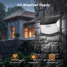 Load image into Gallery viewer, TECKNET Solar Lights Outdoor Garden, 248 LED Motion Sensor Lights, 3 Lighting Modes Outdoor Wall Lights, 300° Wide Angle, IP66 Waterproof, Solar Wall Lights for Yard Garage Garden Fence Door (4 Pack)