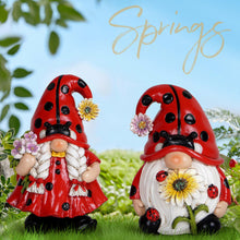 Load image into Gallery viewer, Hodao 2PCS Spring Ladybug Gnome Couple Ornaments Decor Summer Gnomes Figurines for Outdoor Garden Decor Ladybug Birthday Gift for Mom, Grandma, Women